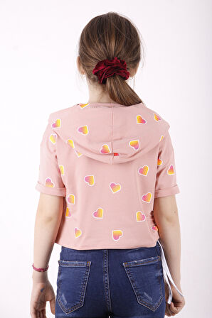 Toontoy Kız Çocuk Likee Baskılı Kapüşonlu Tişört