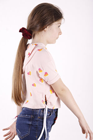 Toontoy Kız Çocuk Likee Baskılı Kapüşonlu Tişört