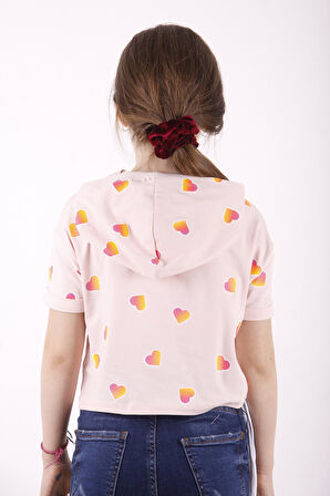 Toontoy Kız Çocuk Likee Baskılı Kapüşonlu Tişört