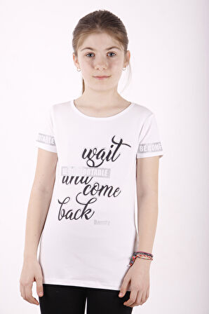 Toontoy Kız Çocuk Slogan Baskılı Tişört