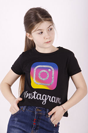 Toontoy Kız Çocuk Instagram Baskılı Tişört