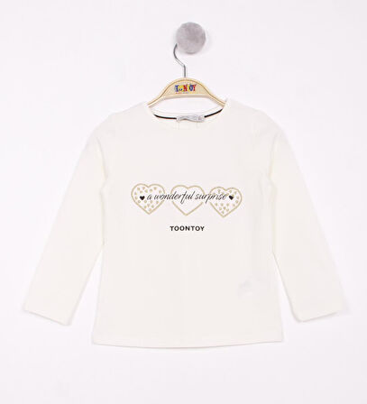 Toontoy Kız Çocuk Surprise Kalp Nakışlı Tişört