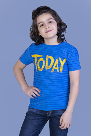 Toontoy Erkek Çocuk Örgü Kumaş Detaylı Today Baskılı Tişört
