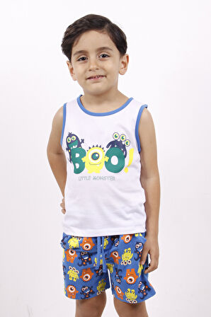 Toontoy Erkek Çocuk BOO! Baskılı Şortlu Takım
