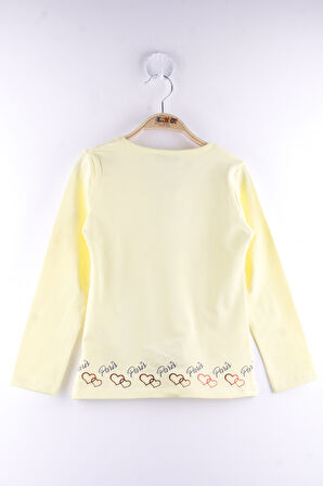 Toontoy Kız Çocuk Paris Baskılı Pul Detaylı Tişört