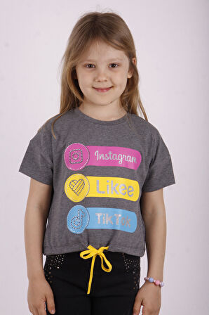 Toontoy Kız Çocuk Instagram Baskılı Tişört