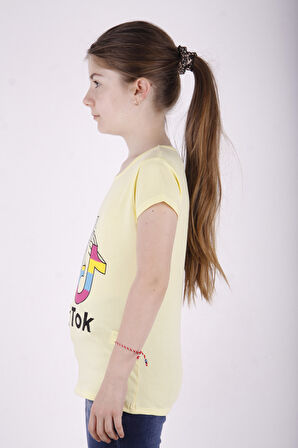 Toontoy Kız Çocuk TikTok Baskılı Tişört