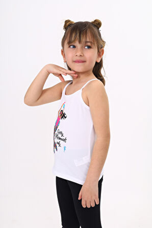 Toontoy Kız Çocuk Deniz Kızı Baskılı Pul İşlemeli Atlet