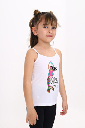 Toontoy Kız Çocuk Deniz Kızı Baskılı Pul İşlemeli Atlet