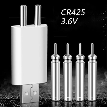 CR425 3V Şarjlı Pil ve 2 Girişli Usb Şarj Aleti