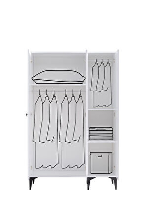 Gardırop, White 3 Kapaklı Dolap