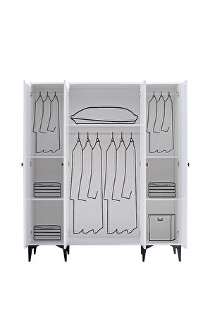 Gardırop, White 4 Kapaklı Dolap