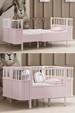Mdf Beşik, Siesta Büyüyen Beşik 90x130 - Pembe 1 Adet Comfort Yatak 90x130