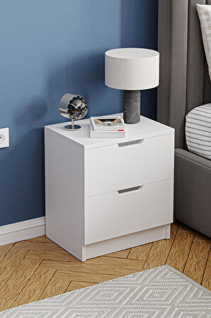 Lento 2 Çekmeceli Komodin Yatak Odası Bebek Odası Beyaz