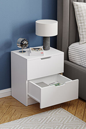 Lento 2 Çekmeceli Komodin Yatak Odası Bebek Odası Beyaz