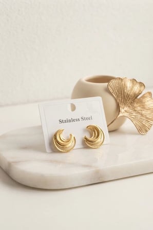 316L Çelik Gold Renk Ay Model Kadın Küpe TJ-BKP12035