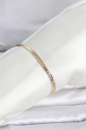 CM 14K Gold Renk Lazerli Yassı Zincir Model Kadın Bileklik TJ-BB8295