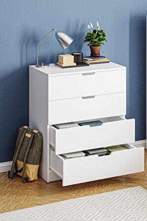 Lento 4 Çekmeceli Şifonyer Yatak Odası Bebek Odası Beyaz