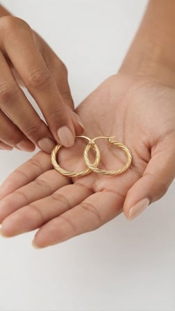 Gold Renk İnce Burma Halka Küpe, Çelik Kadın Küpe