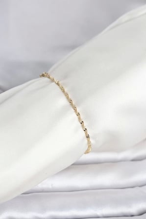 CM 14K Gold Renk Yassı Ezme Burgu Model Kadın Bileklik TJ-BB8282