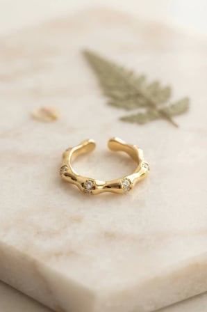 Gold Renk Kemik Model Zirkon Taşlı Kadın Yüzük TJ-BYK4237
