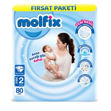 Bebek Bezi Fırsat Paketi 2 Beden 3-6 Kg 80 Adet