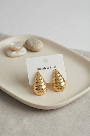 316L Çelik Gold Renk Vintage Damla Model Küpe TJ-BKP12039