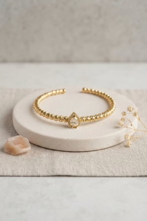 Gold Renk Dorika Model Damla Zirkon Taşlı Kadın Bileklik TJ-BB8856