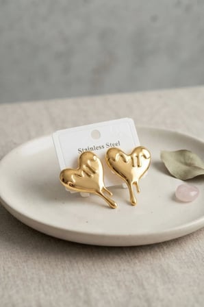 316L Çelik Gold Renk Melting Heart Model Küpe TJ-BKP12020