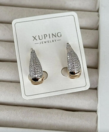 Altın Renk Taş Detaylı  Xuping Küpe (Çift)