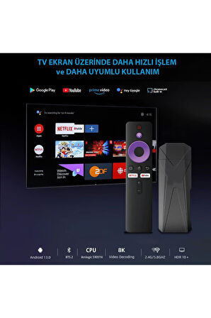 Android TV 8K+ Android 13 Ses kontrollü Kumanda 2GB Ram+16GB Hafıza Wi-Fi 5G Quad Core İşlemci