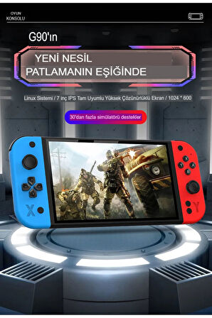 G90 7 İnç IPS HD Ekran Oyun Konsolu Linux İşletim ve Çoklu Sistem Emülatörü Arcade Oyun Konsolu