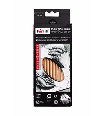 Fatih Teknik Çizim Kalemi Professional Art Set 12`li Dereceli Kalem