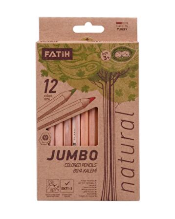 Fatih Natural Ahşap Jumbo Kuru Boya Seti 12'li