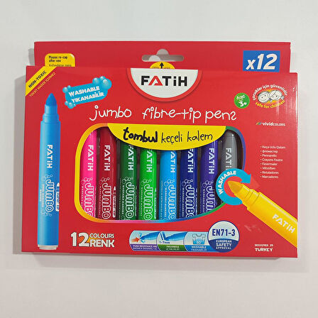 Fatih Yıkanabilir 12li Jumbo Keçeli Kalem Seti