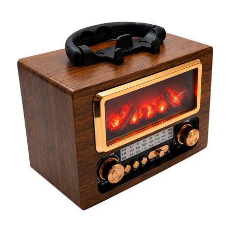Zamanı Durduran GS-1430 Şömine Efektli Retro Radyo(Yedek pil hediyeli)