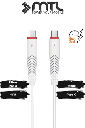 60W PD Type-C to Type-C Ultra Hızlı Şarj ve Data Kablosu 1 Metre MT2111