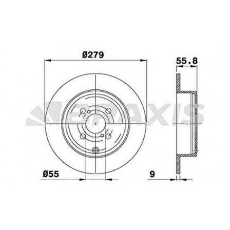 Toyota Arka Fren Diski (aynası) Duz Toyota Corolla 1.4 D4d 1.6 Vvti 2003-2007 (279x4) - Braxıs Ae0364