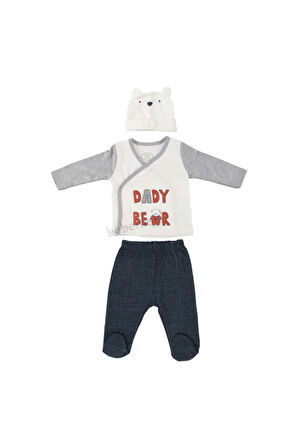 Tongs 2315 Lacivert Daddy Bear 3lü Zıbın Takımı