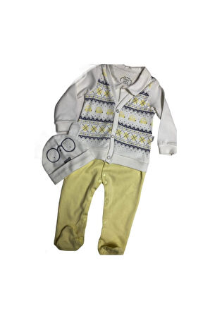 Sarı Motifli Bebek Tulum