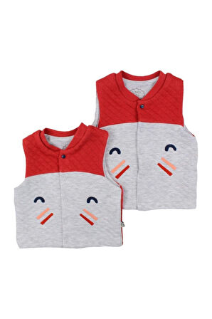 Kız Bebek Kırmızı Desenli Yelek