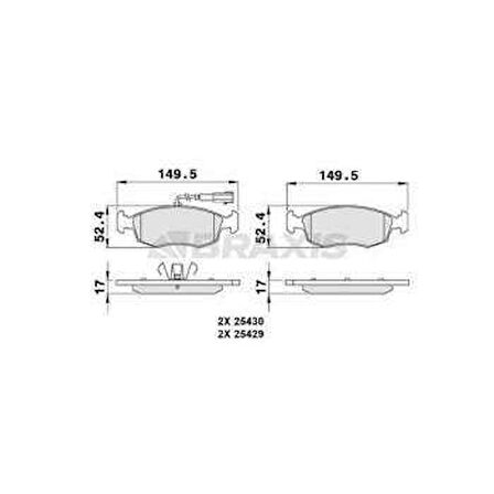 Fiat On Fren Balatası Punto Evo 500 1.2 / 1.3 / 1.4 09> - Braxıs Ab0080