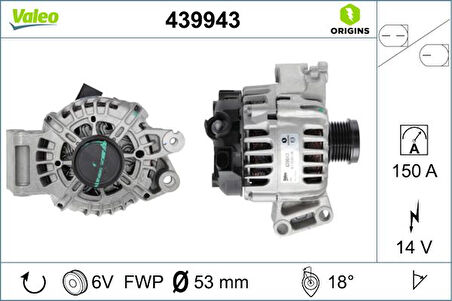 Ford Alternator Ford C-Max II (dxa/cb7, Dxa/ceu) 1.5 Ecoboost 15>19 Focus III 1.5 Ecoboost 14>17 Kuga II - Valeo 439943