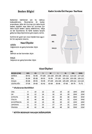 Tea Rose Medikal Giyim Scrubs Cerrahi Takım Doktor Hemşire Likralı Hastane Üniforması