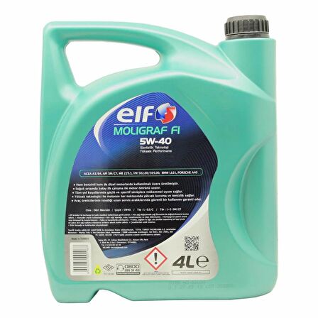 Elf Moligraf F1 5W-40 4 Lt Yarı Sentetik Motor Yağı