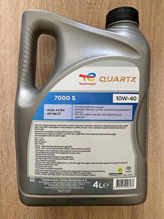 Total Quartz 7000 S 10W-40 4L Dolum Yılı 2022