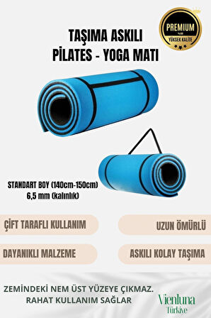 Lüks İki Yüzeyli Kayma Önleyici Silinebilir Hijyenik Yoga Minderi Pilates Meditasyon Matı 6,5 mm