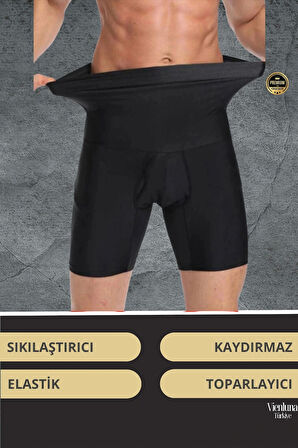 Deluxe Seri Sıkılaştırıcı Toparlayıcı Basen Bel İnceltici Göbek Düzleştirici Erkek Duble Boxer Korse