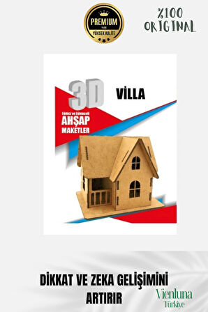 Yeni Sezon Eğitici Öğretici 3 Boyut Ahşap Puzzle Zeka Geliştirici Boyanabilir Oyun Maket Villa