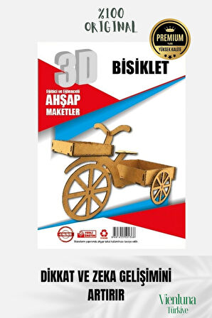 Yeni Sezon Eğitici Öğretici 3 Boyut Ahşap Puzzle Zeka Geliştirici Boyanabilir Oyun Maket Bisiklet